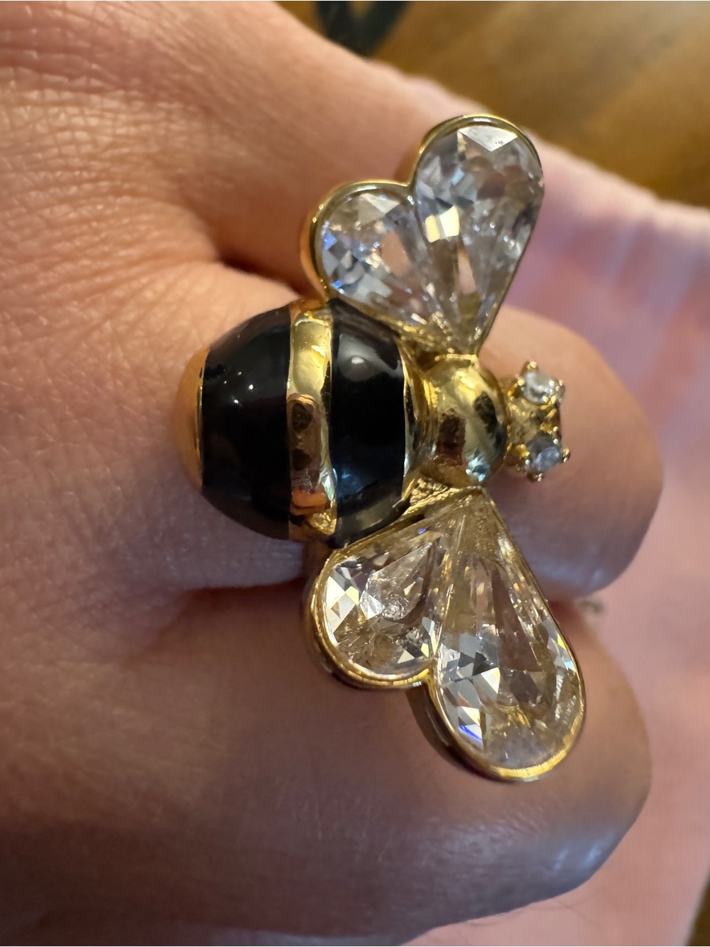 kate spade Buzz Bee ring- Gold, Black, Clear